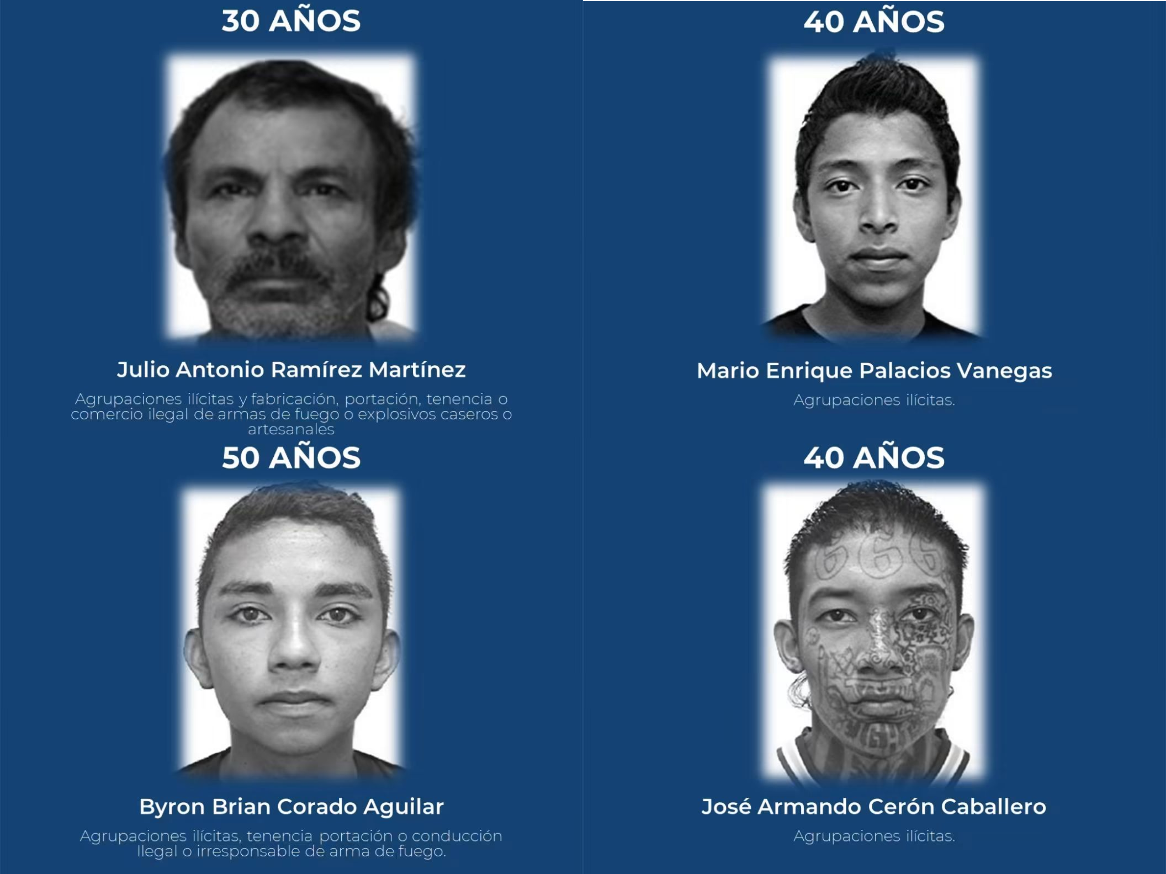 Penas de hasta 50 años 